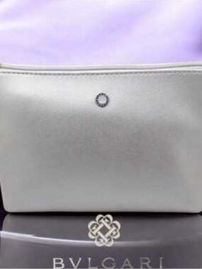 Bvlgari Silver Metallic Cosmetic Pouch